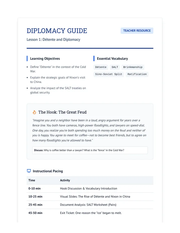 Diplomacy Guide Teacher Resource