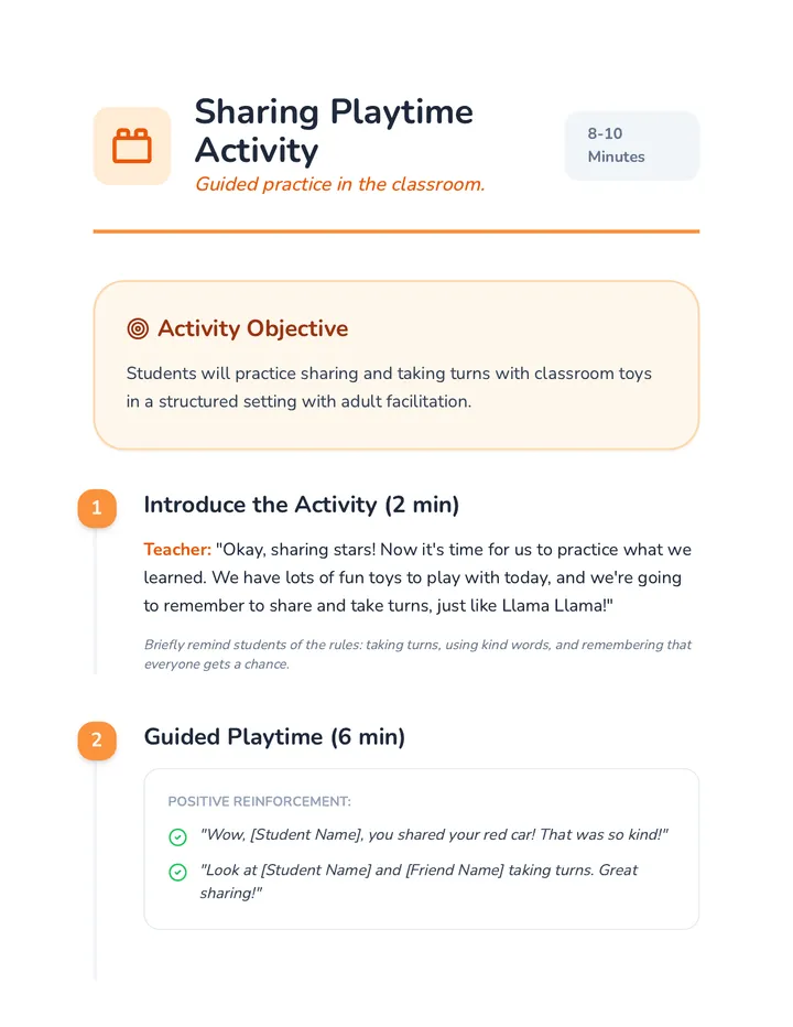 Sharing Playtime Activity Guide