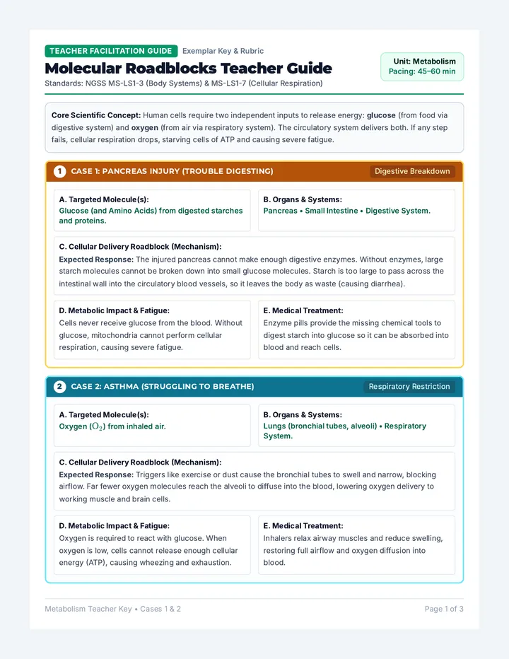 Molecular Roadblocks Teacher Guide