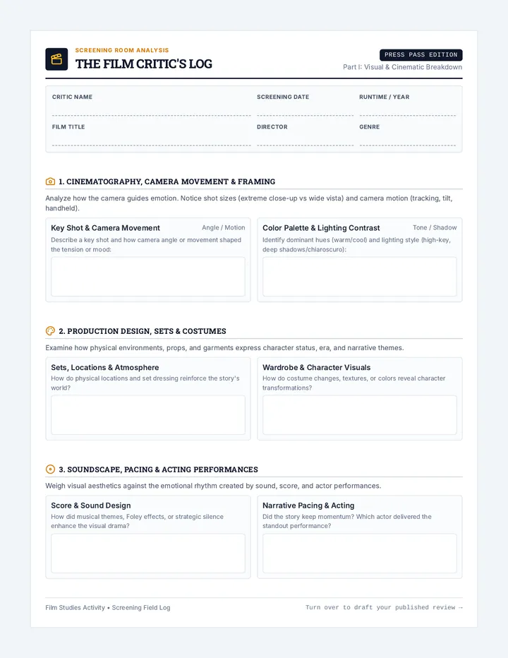 Film Critic Review Sheet