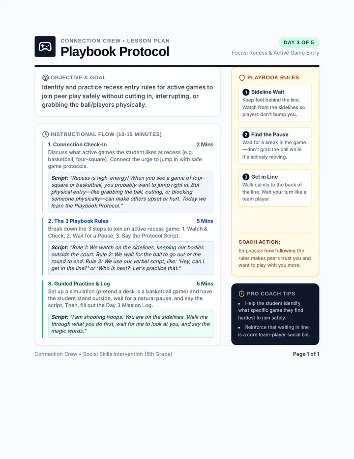 Playbook Protocol Lesson Plan
