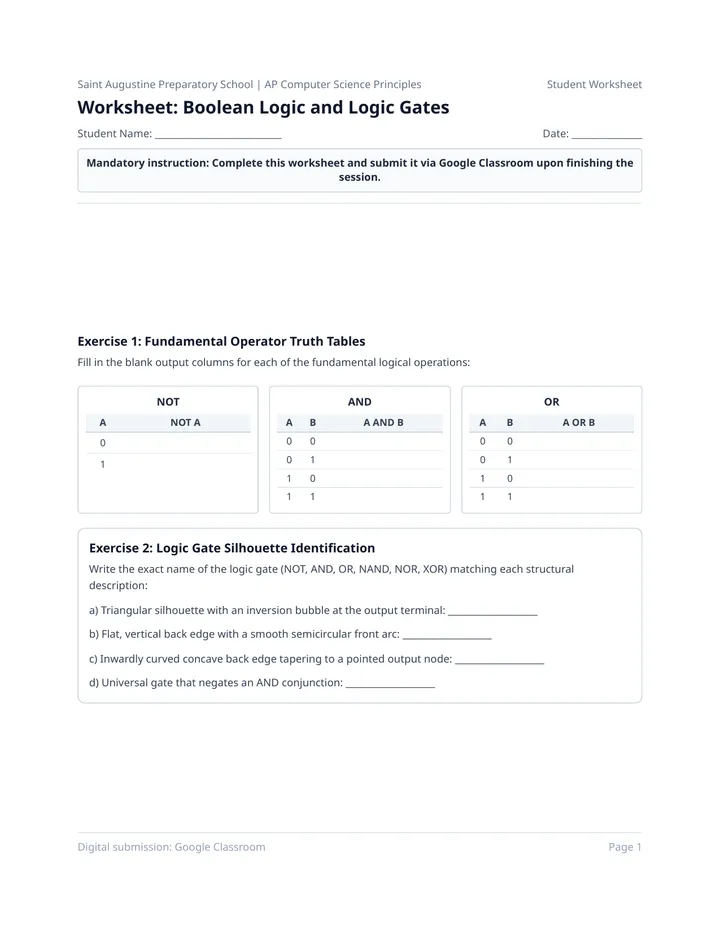 Student Worksheet