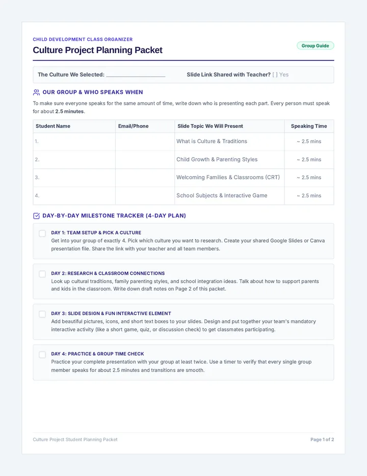 Culture Project Planning Packet