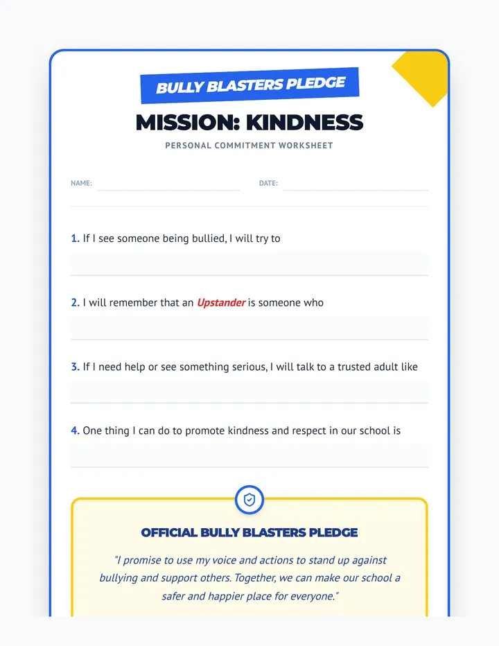 Bully Blasters Pledge Exit Ticket