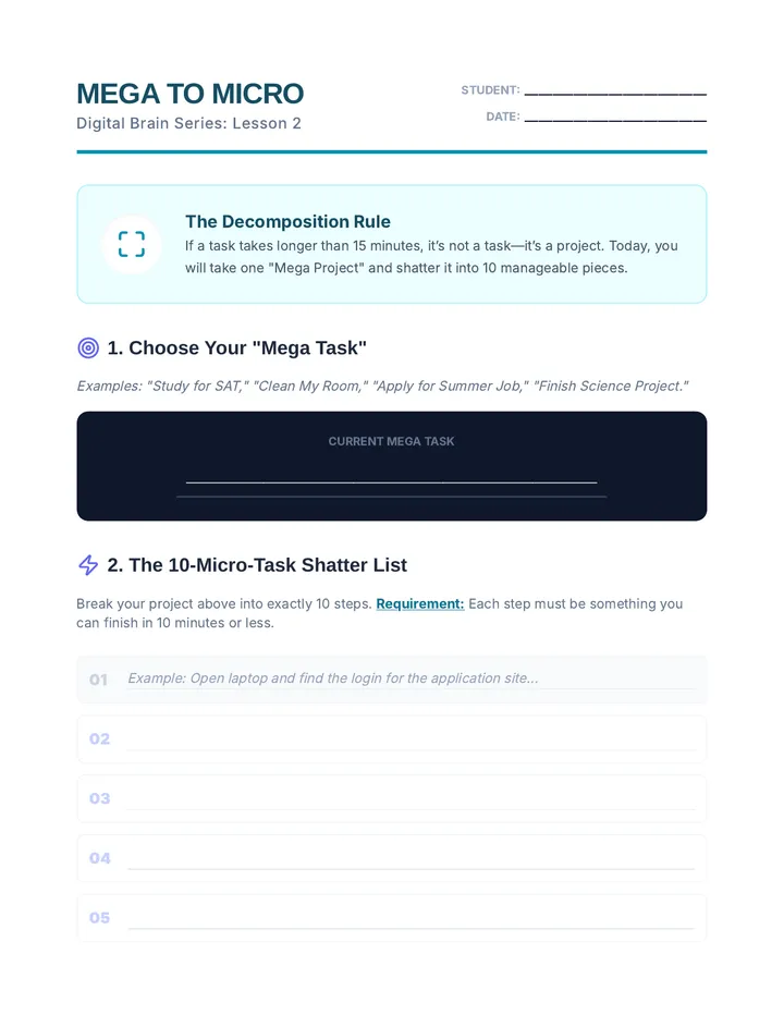 Mega to Micro Worksheet
