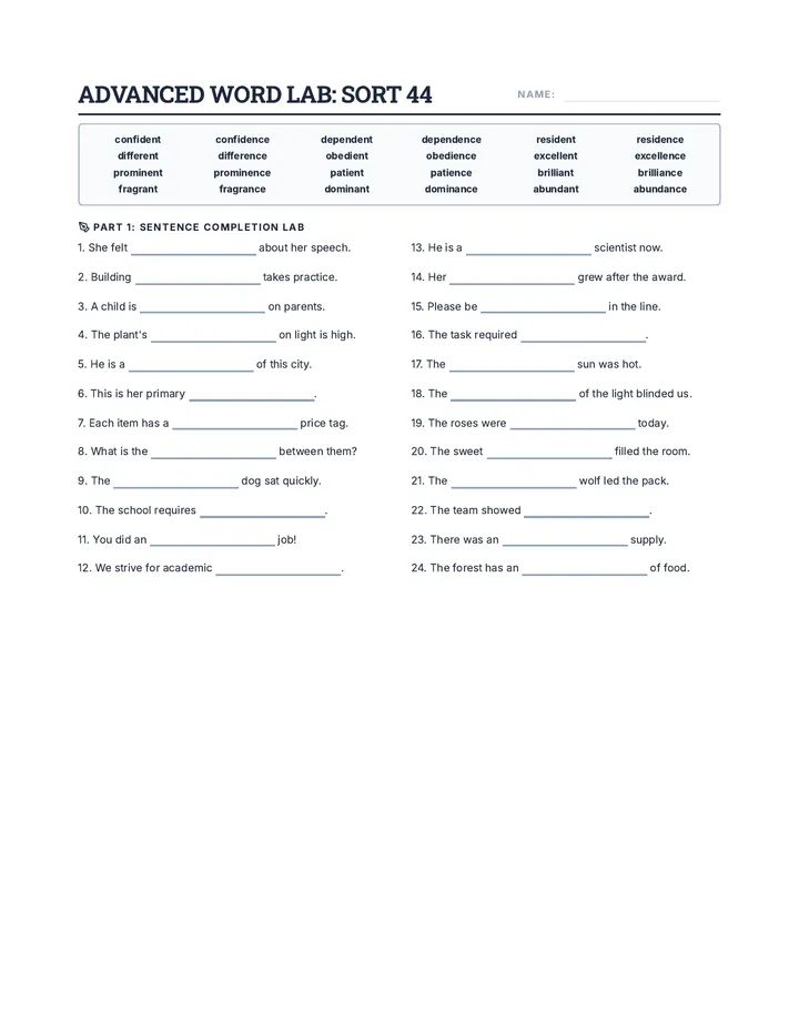 Suffix Symmetry Worksheet