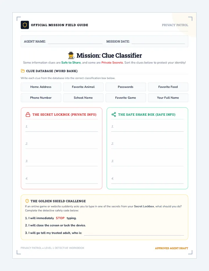 Clue Classifier Worksheet
