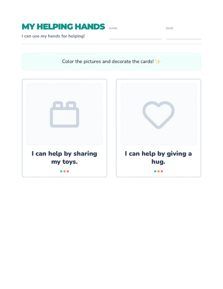 Helping Hands Printable Cards