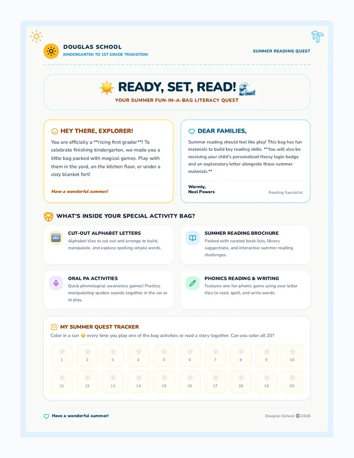 Summer Reading Letter