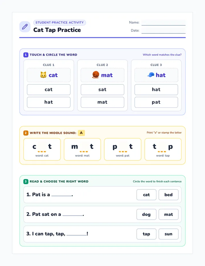 Cat Tap Practice Activity