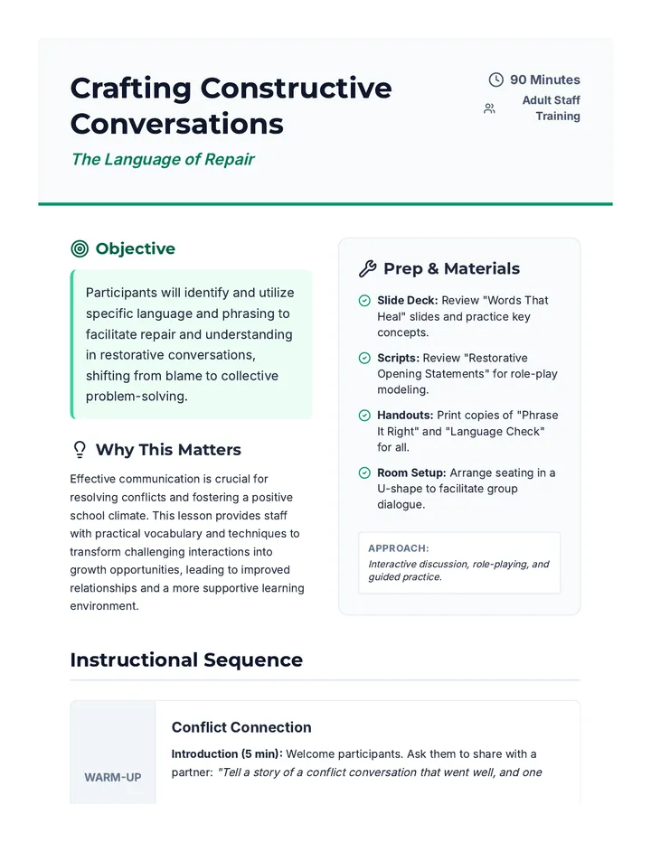 Crafting Constructive Conversations Plan