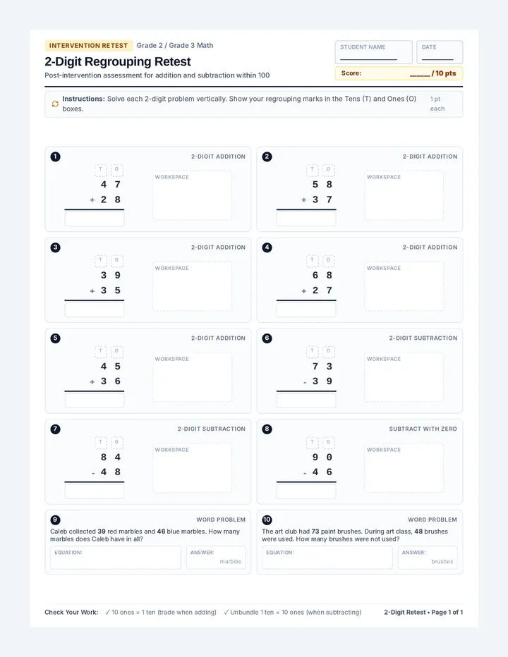 Two Digit Mastery Retest
