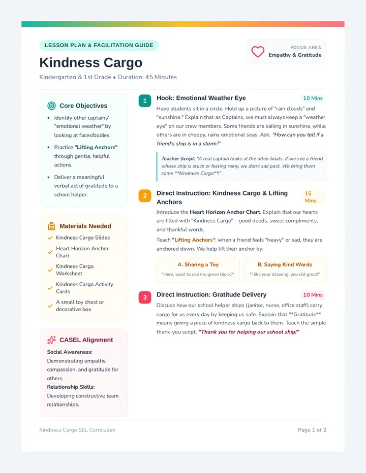 Kindness Cargo Teacher Guide
