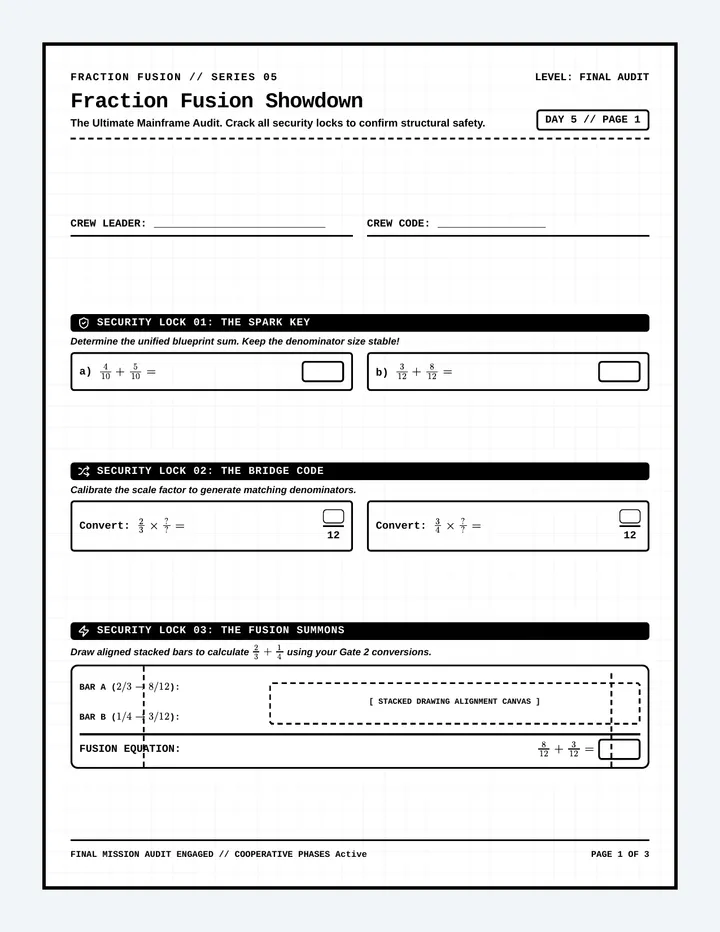 Showdown Challenge Worksheet