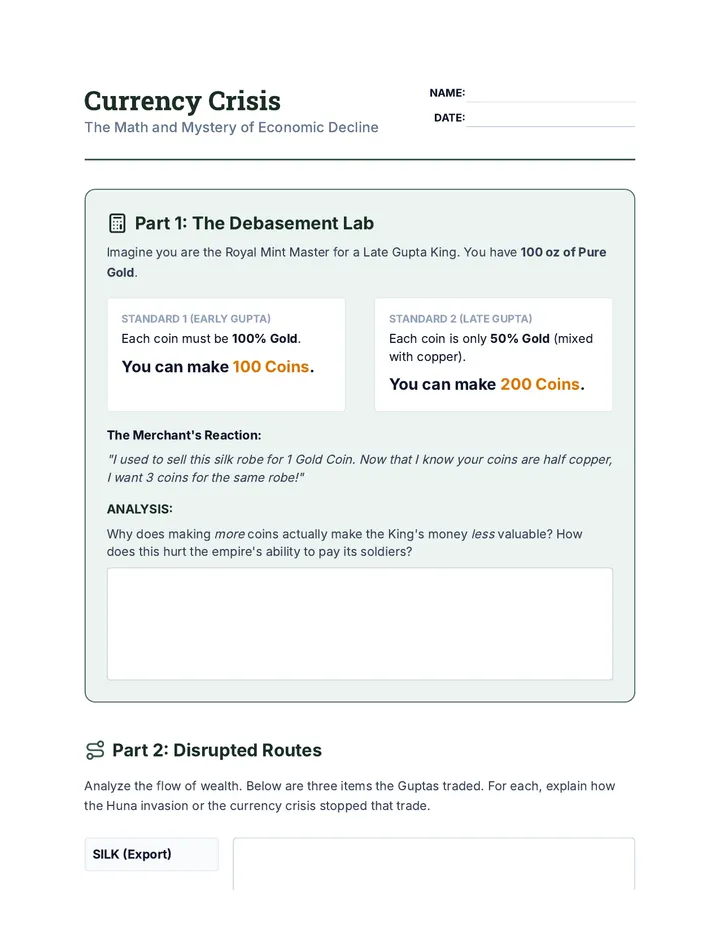 Currency Crisis Worksheet