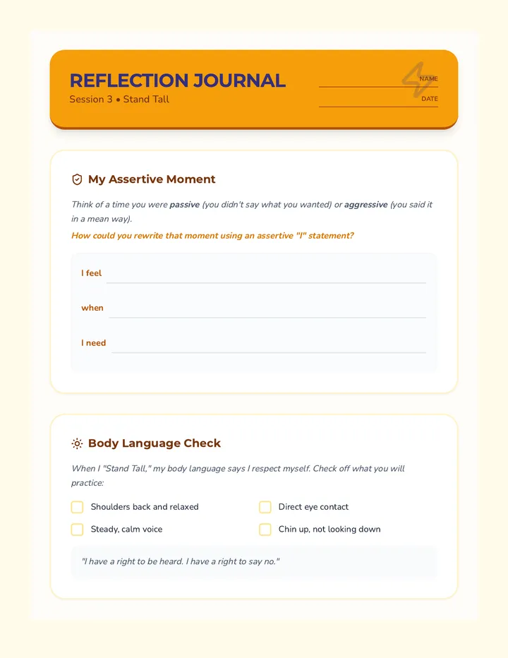 Stand Tall Reflection Journal