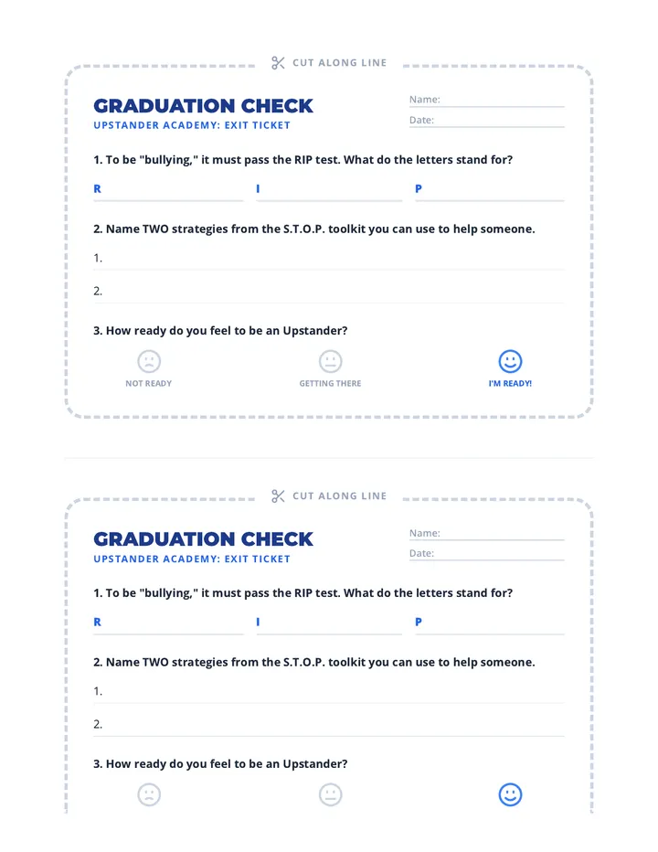 Academy Graduation Exit Ticket