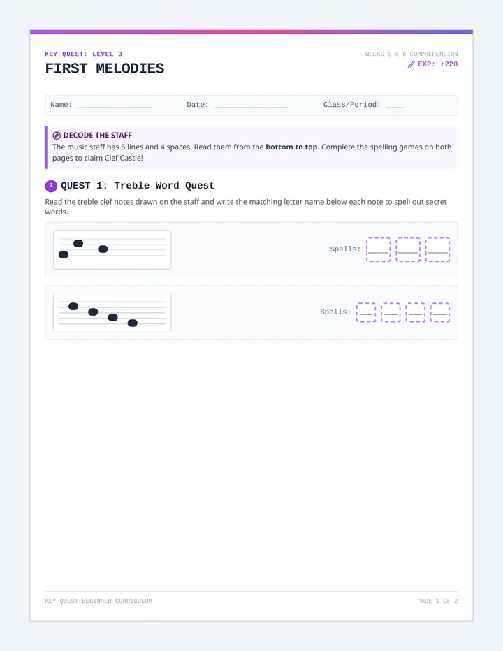 First Melodies Worksheet