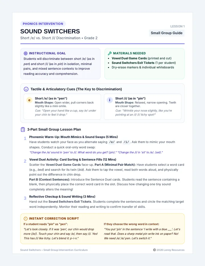 Sound Switchers Teacher Guide