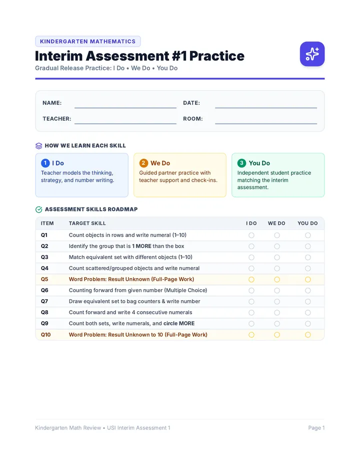 Kinder Math Mastery Packet
