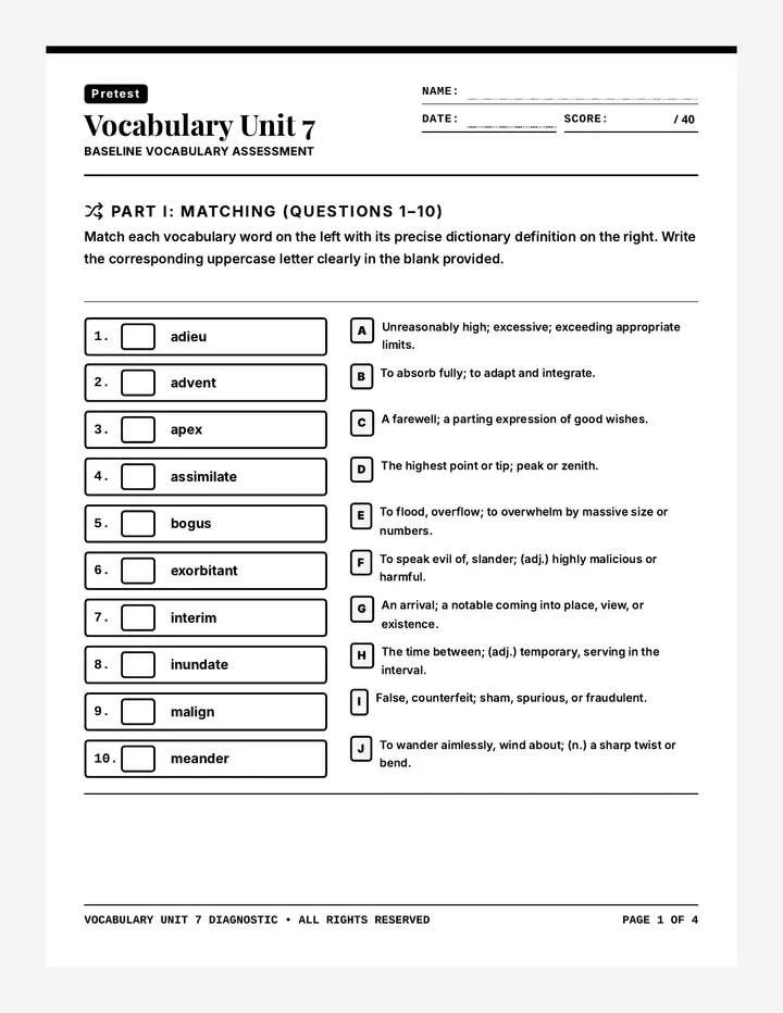 Lexicon Launch Pretest