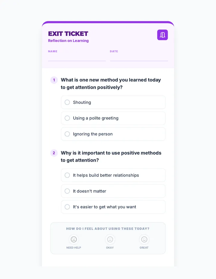 Reflection on Learning Exit Ticket
