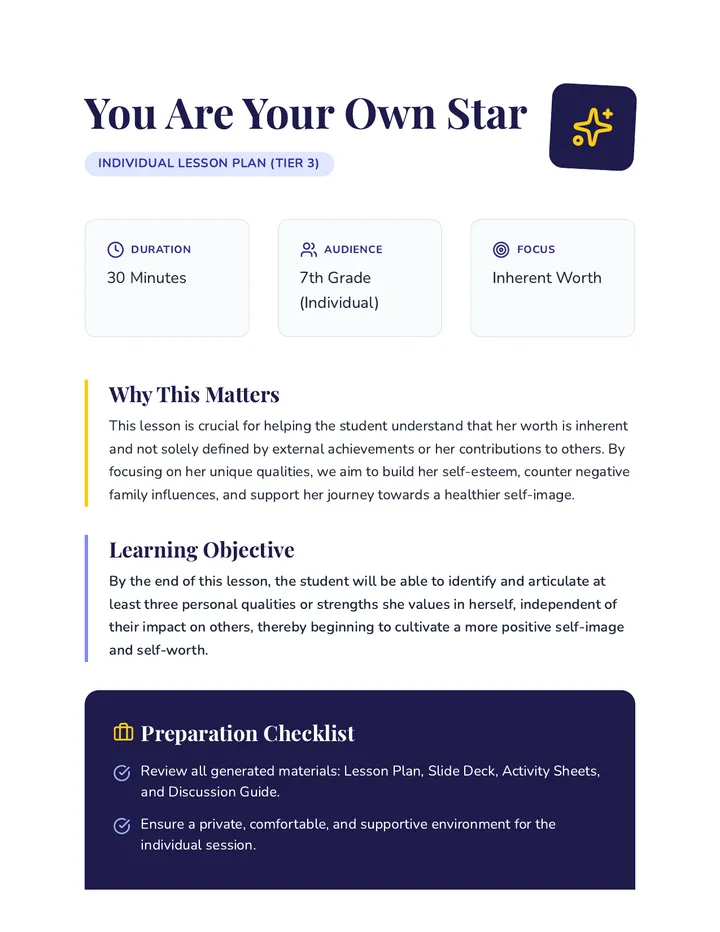 You Are Your Own Star Lesson Plan