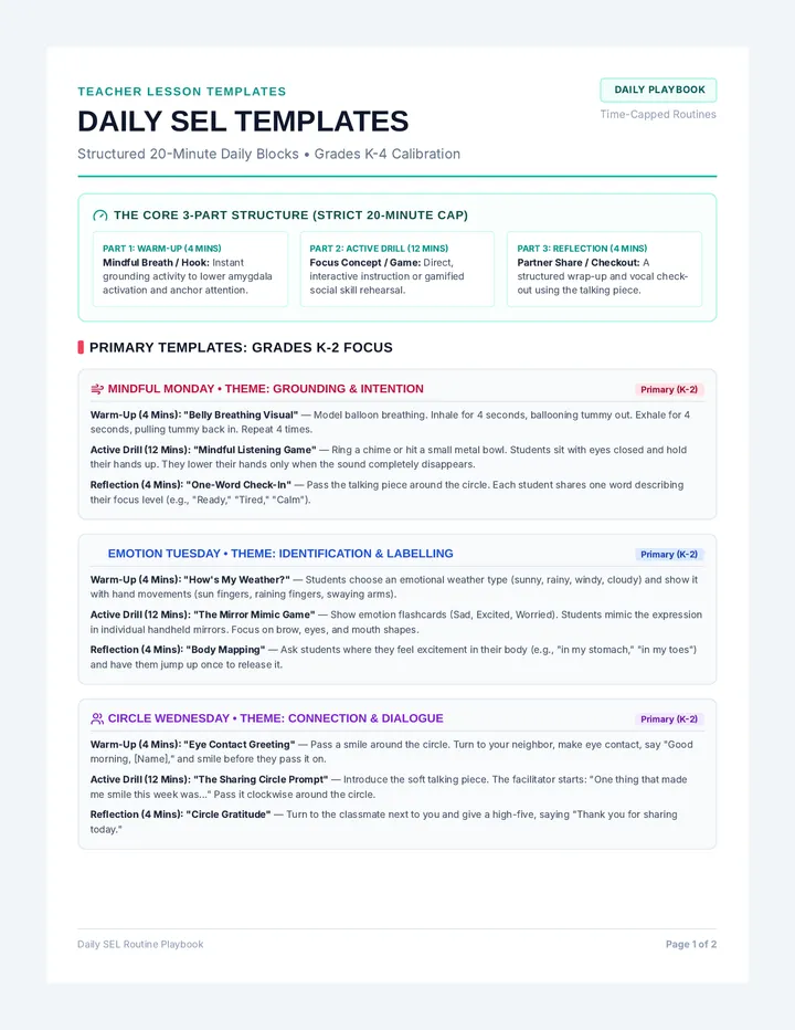 Daily SEL Routine Templates