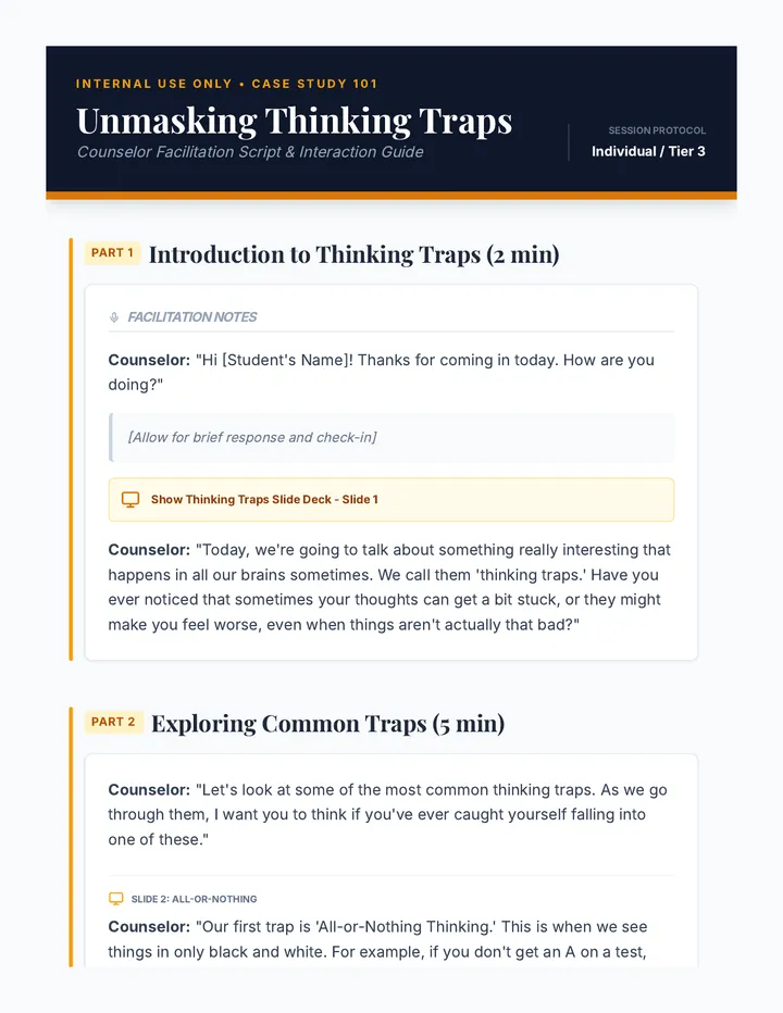 Counselor Script Unmasking Thinking Traps