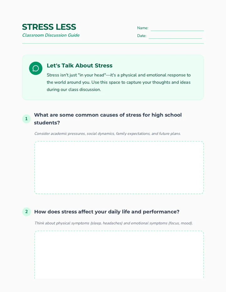 Stress Less Discussion Guide