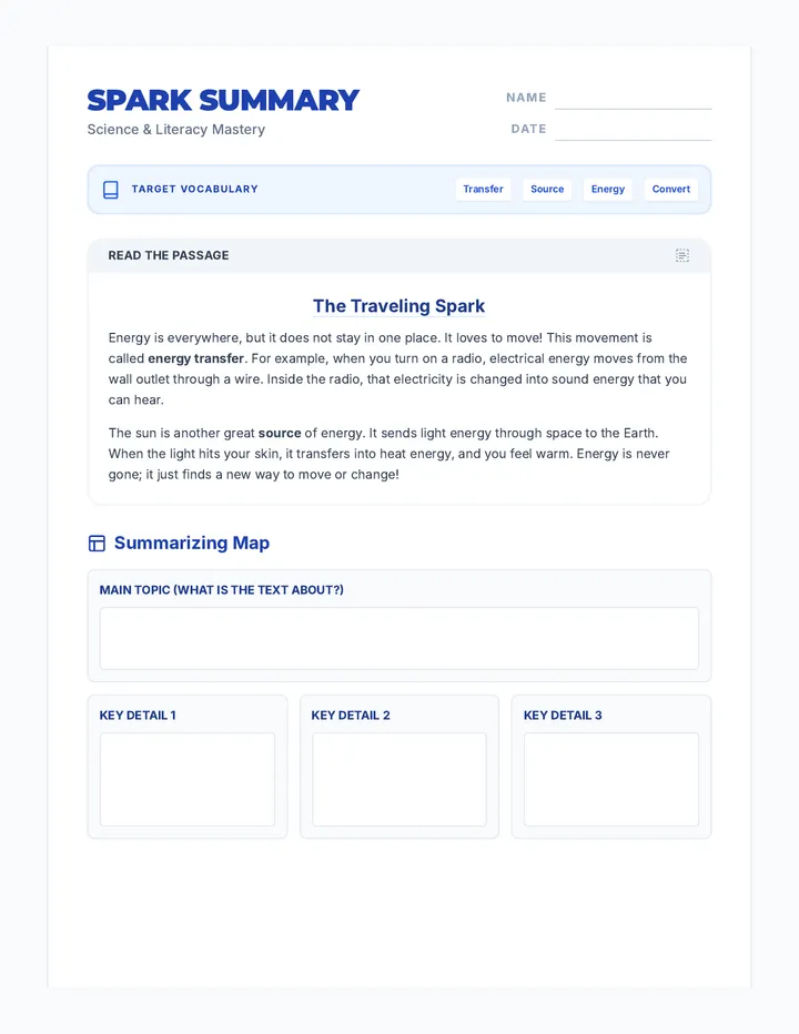 Spark Summary Worksheet