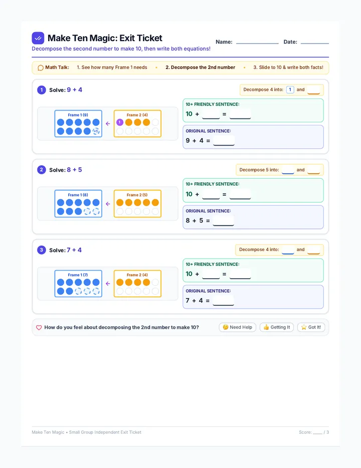 Make Ten Exit Ticket