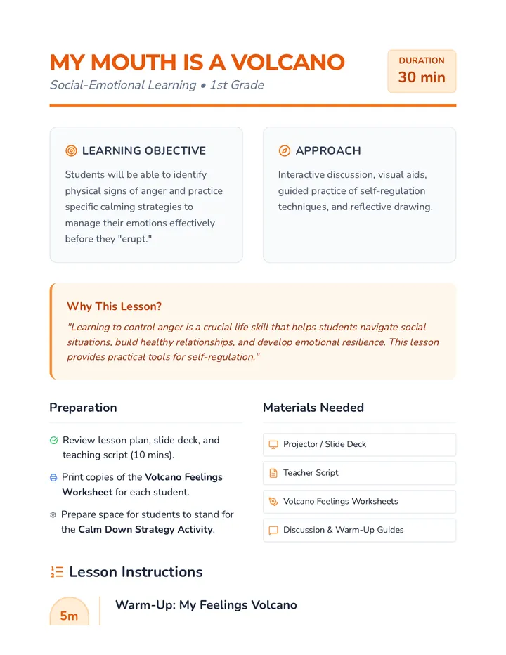 Volcano Control Lesson Plan