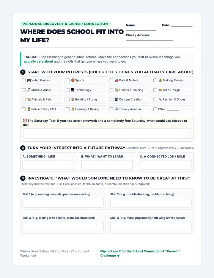 School Fit Worksheet