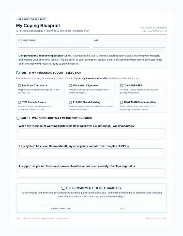 My Coping Blueprint Worksheet