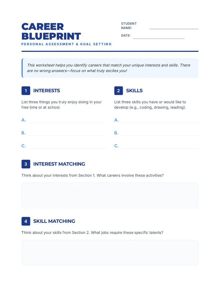 Career Assessment Worksheet