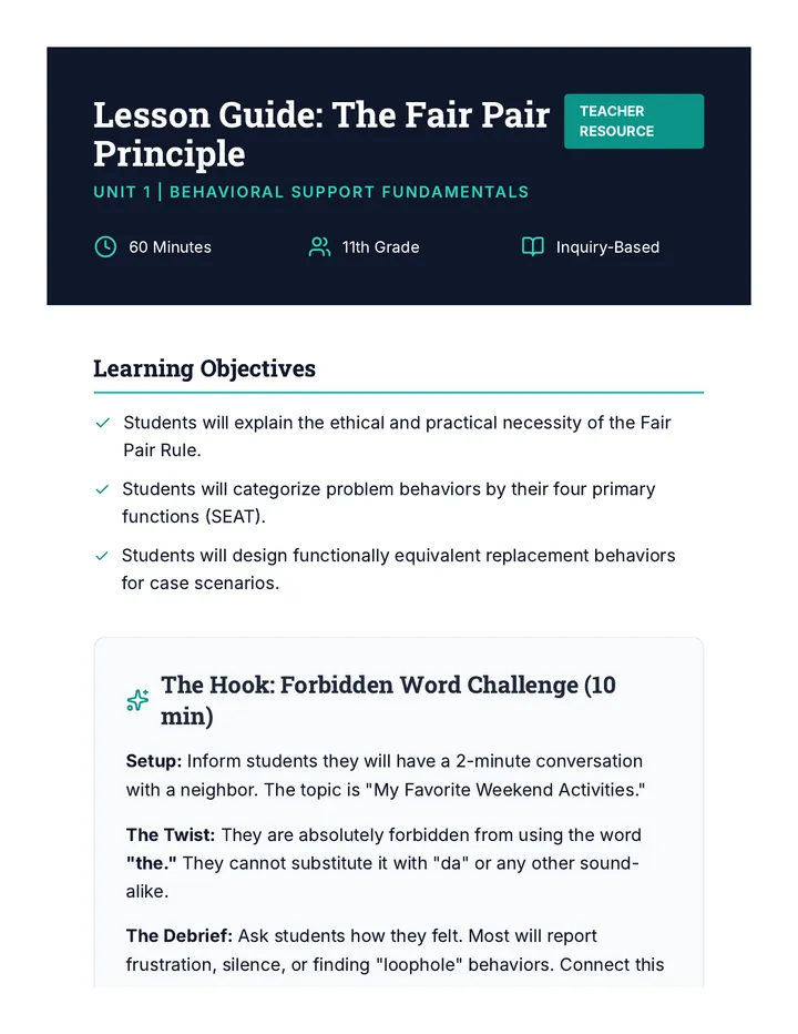Fair Pair Teacher Guide