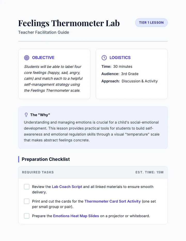 Feelings Thermometer Lab Facilitation Guide