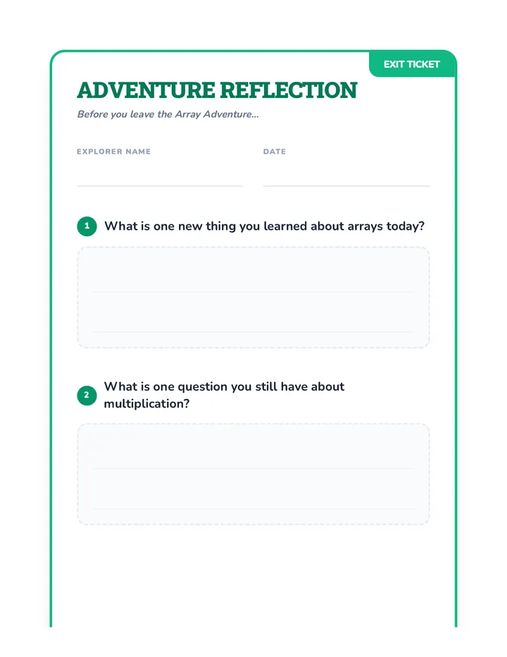Reflection Cool-Down Exit Ticket