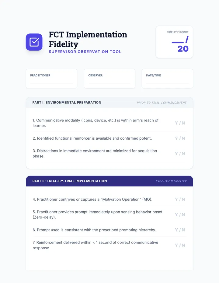 FCT Implementation Checklist