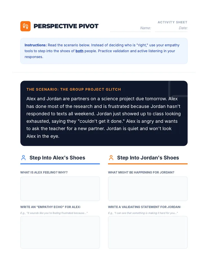 Perspective Pivot Activity Sheet