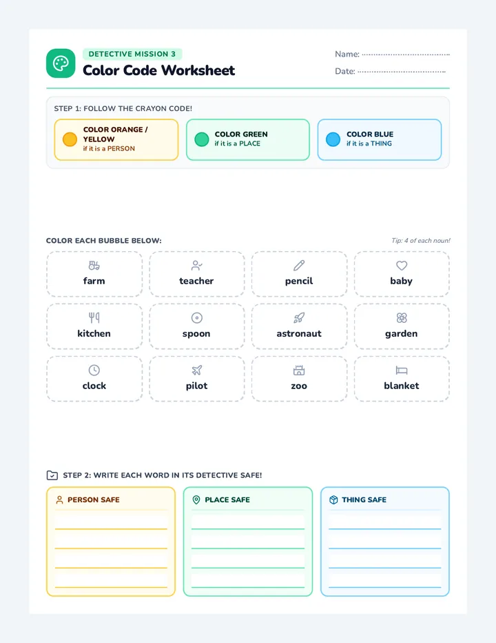 Color Code Worksheet
