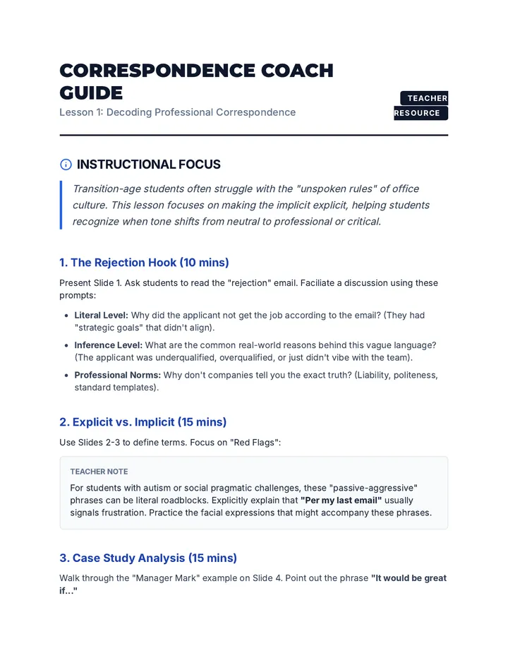 Correspondence Coach Guide
