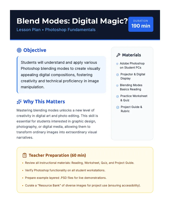 Blend Modes Lesson Plan
