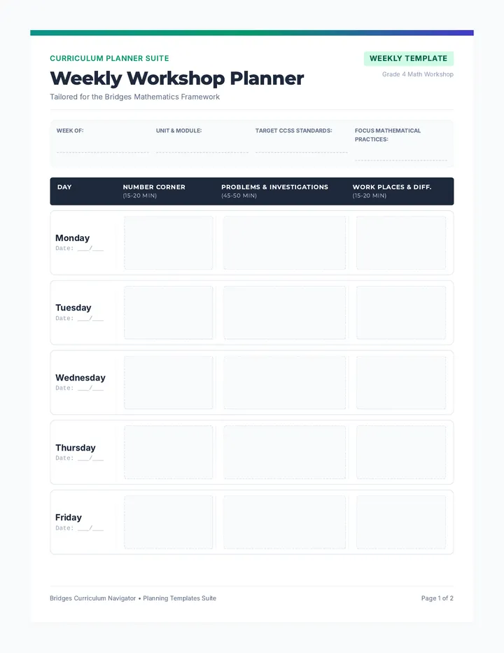 Curriculum Planner Templates Document