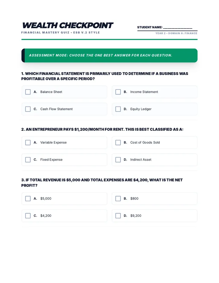 Wealth Checkpoint Assessment