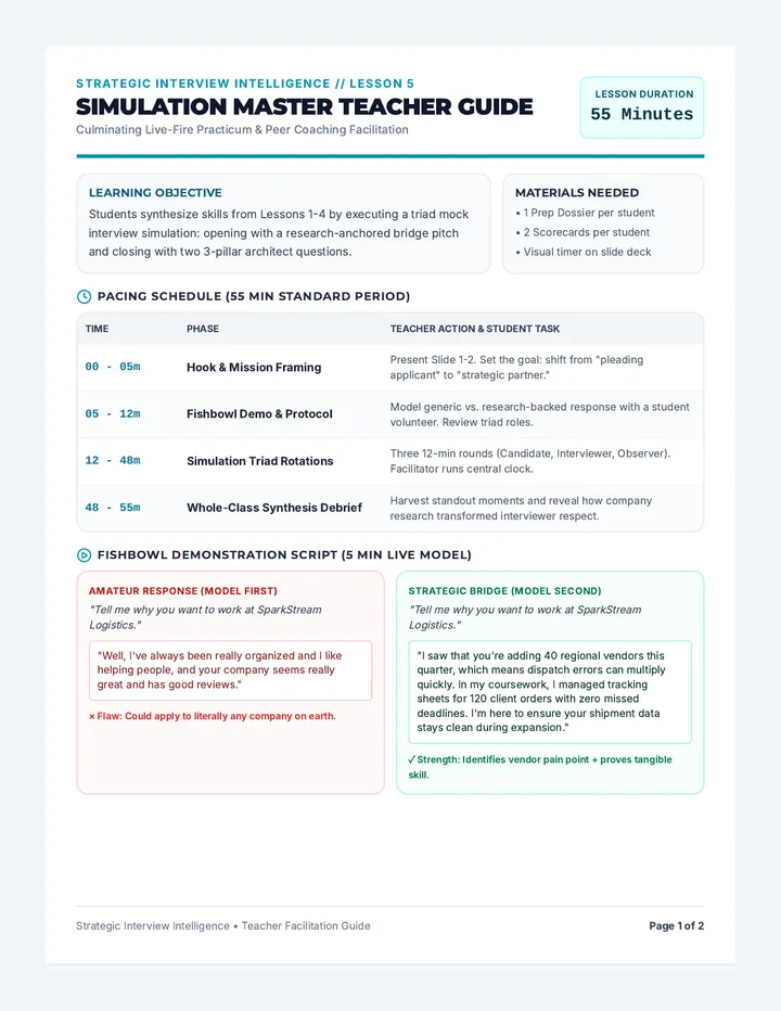 Simulation Master Teacher Guide