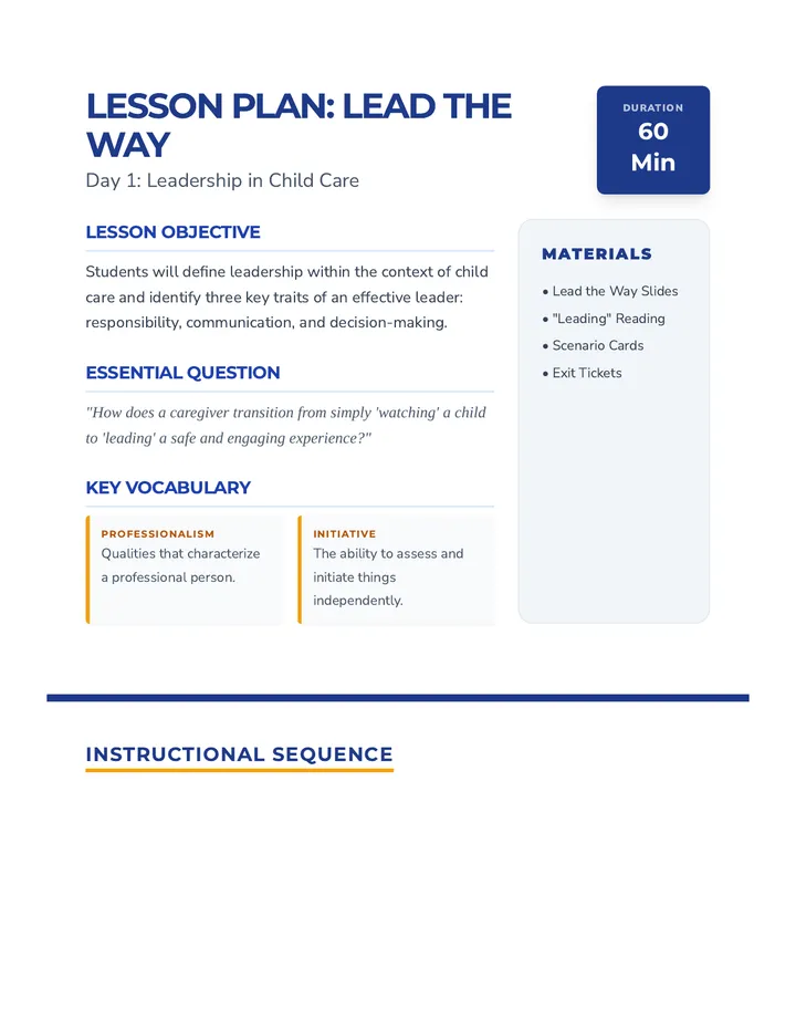 Lead the Way Lesson Plan
