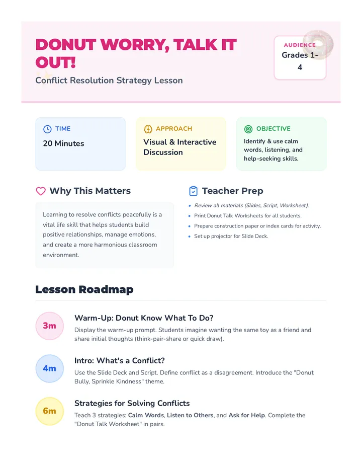 Donut Worry Lesson Plan