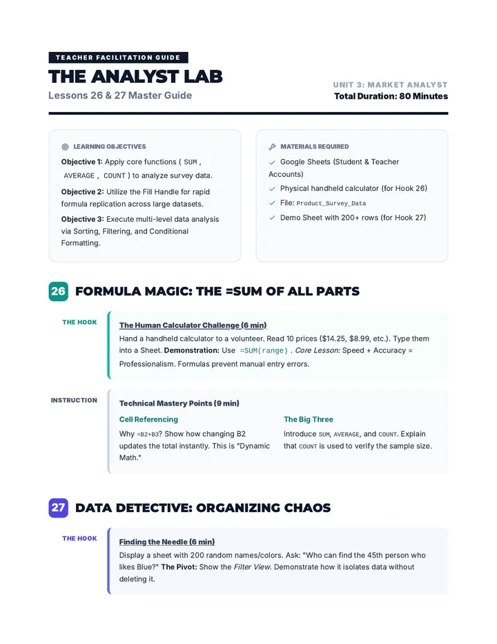 Analyst Lab Teacher Guide